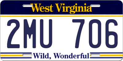 WV license plate 2MU706