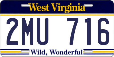 WV license plate 2MU716
