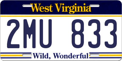 WV license plate 2MU833