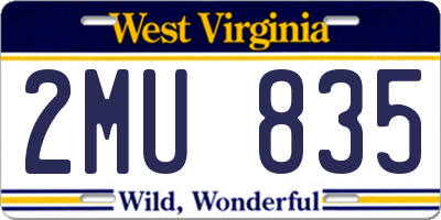 WV license plate 2MU835