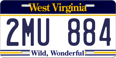 WV license plate 2MU884