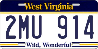 WV license plate 2MU914