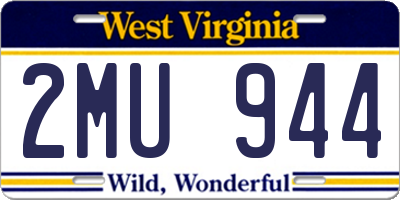 WV license plate 2MU944