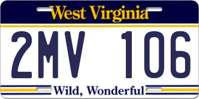 WV license plate 2MV106