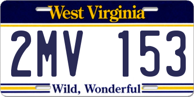 WV license plate 2MV153