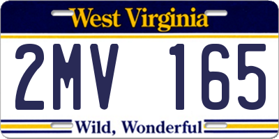 WV license plate 2MV165