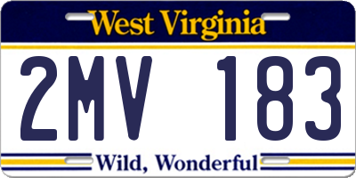 WV license plate 2MV183