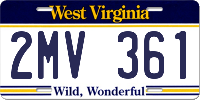 WV license plate 2MV361