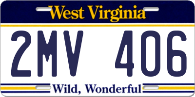WV license plate 2MV406
