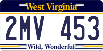 WV license plate 2MV453