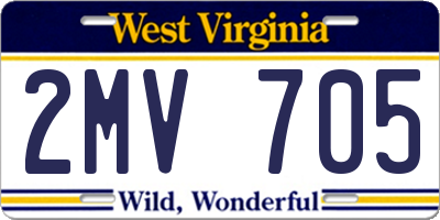 WV license plate 2MV705