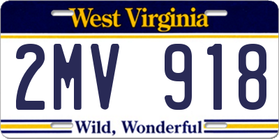 WV license plate 2MV918