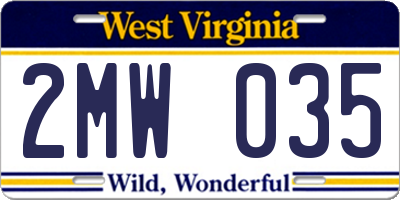 WV license plate 2MW035
