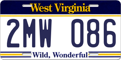 WV license plate 2MW086