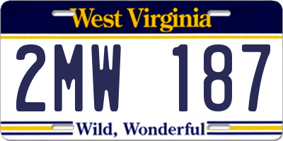 WV license plate 2MW187