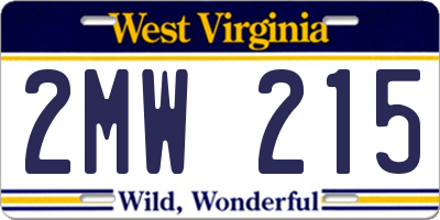 WV license plate 2MW215
