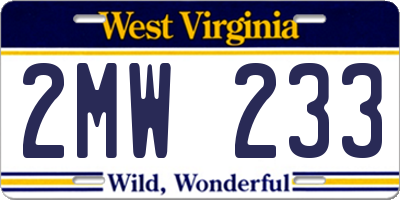 WV license plate 2MW233
