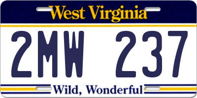 WV license plate 2MW237