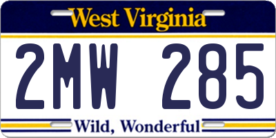WV license plate 2MW285