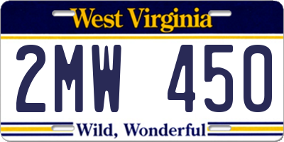 WV license plate 2MW450