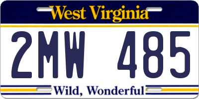 WV license plate 2MW485