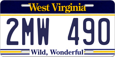 WV license plate 2MW490