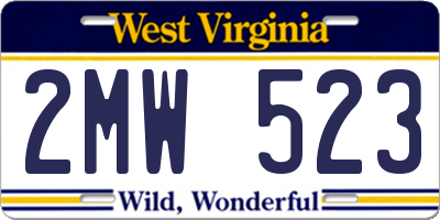 WV license plate 2MW523