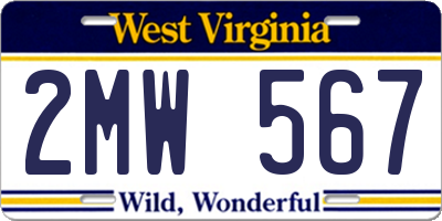 WV license plate 2MW567