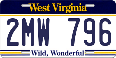 WV license plate 2MW796