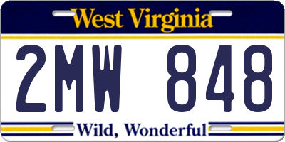 WV license plate 2MW848