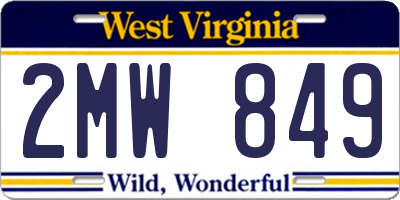 WV license plate 2MW849
