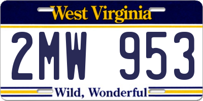 WV license plate 2MW953