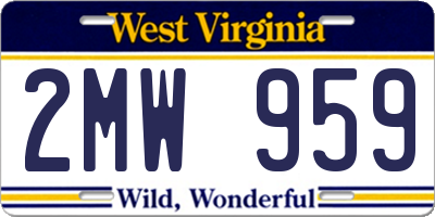 WV license plate 2MW959