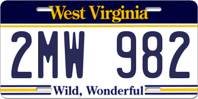 WV license plate 2MW982