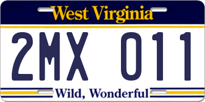 WV license plate 2MX011