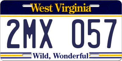 WV license plate 2MX057