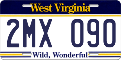 WV license plate 2MX090