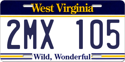 WV license plate 2MX105