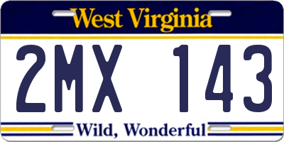 WV license plate 2MX143