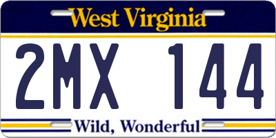 WV license plate 2MX144