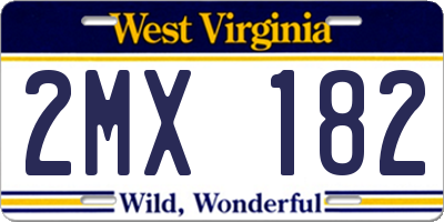WV license plate 2MX182