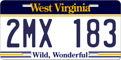 WV license plate 2MX183