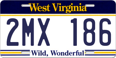 WV license plate 2MX186