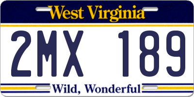 WV license plate 2MX189