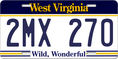 WV license plate 2MX270