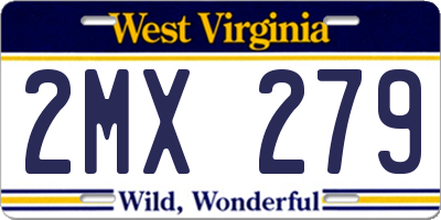 WV license plate 2MX279