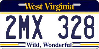 WV license plate 2MX328
