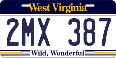 WV license plate 2MX387