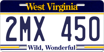 WV license plate 2MX450
