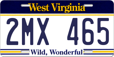 WV license plate 2MX465